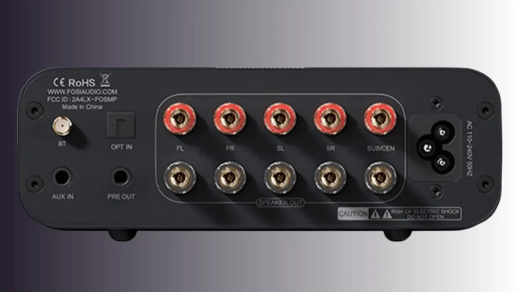 A Closer Of back Panel of A Fosi Audio Hype 